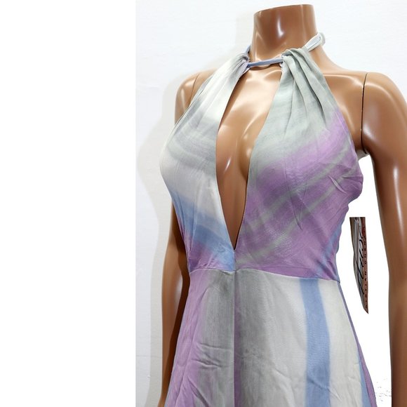 Muse by Christian CHENAIL dreamy Deep V Palazzo jumpsuit Halter neck Size 6 - Picture 3 of 6